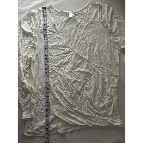 Venus Plus Size Draped SleeveTop in White Size 2X - Picture 10 of 10